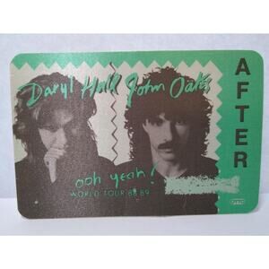 Daryl Hall John Oates Ooh Yeah 1988 1989 World Tour Cloth Backstage Pass Green